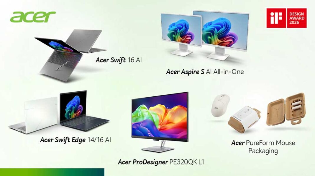 Los computadores ultradelgados de la serie Swift de Acer ganan múltiples premios iF Design Awards 2026